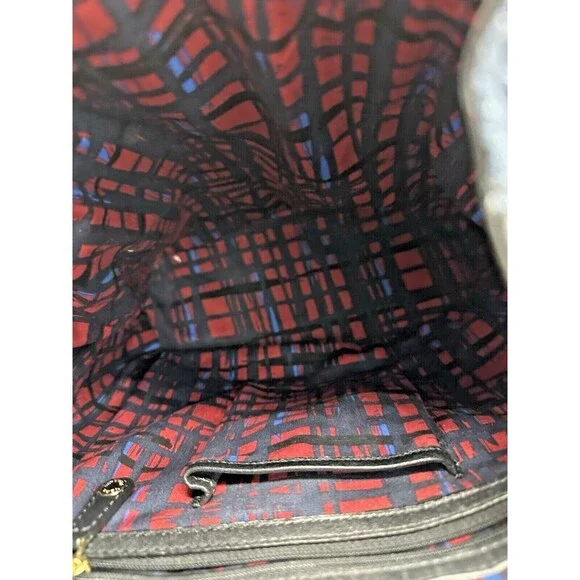 VERA BRADLEY Genuine Black Leather & Navy Denim Backpack - Perfect Condition - Picture 8 of 14